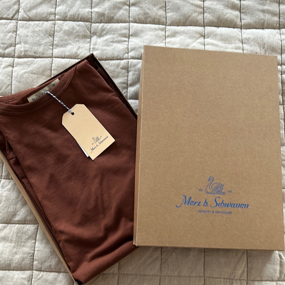 Rust colored loop wheeled shirt, as worn by Carmy (The Bear)